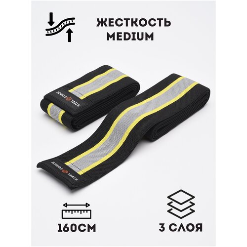 напульсник fitrule бинты коленные medium пара 2 метра Коленные бинты STEEL FORCE 160см / Жесткость: Medium / пара / черные