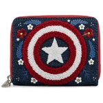 Кошелек Loungefly Marvel Captain America 80th Anniversary Floral Sheild Zip Around Wallet MVWA0157 - изображение