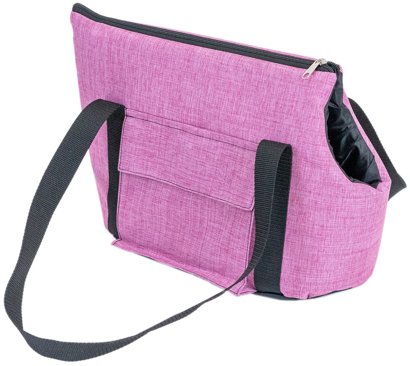 Переноска сумка Блюз "PetTails" №2 с 2мя карманами 39 х 19 х 26см (катионик, поролон), розовая - фотография № 1