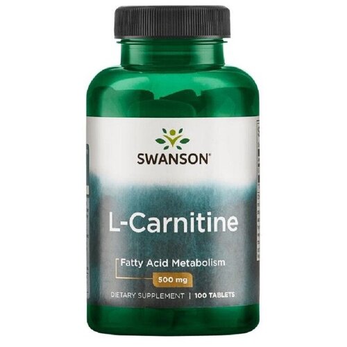 L-карнитин Swanson, L-Carnitine 500mg, 100 таблеток / Жиросжигатель для похудения, для мужчин и женщин