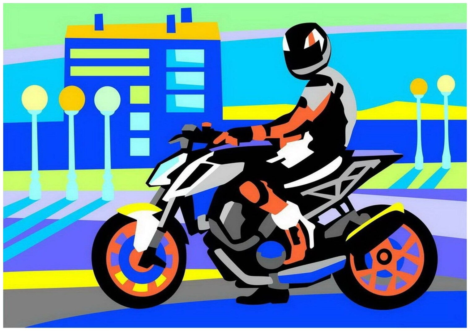 Картина по номерам LORI для малышей, "Мотоциклист" (Ркн-073)