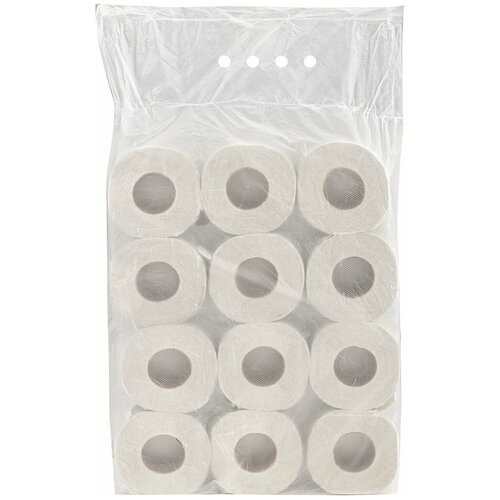 Бумага туалетная бытовая, спайка 12 шт. (12 рулонов*44 м), серая, на втулке