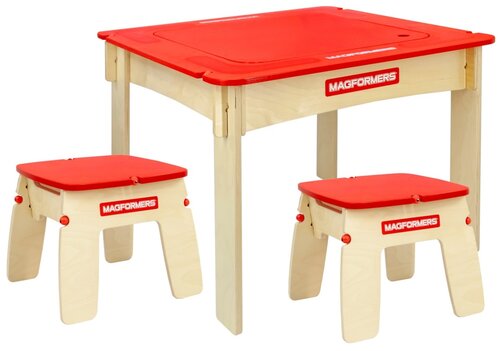 Комплект MAGFORMERS стол + 2 стула 62001 67.7x49.4 см красный