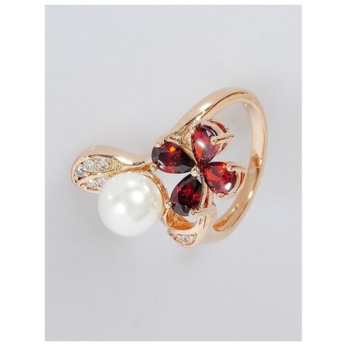 Кольцо помолвочное Lotus Jewelry, жемчуг Swarovski синтетический, размер 16, белый