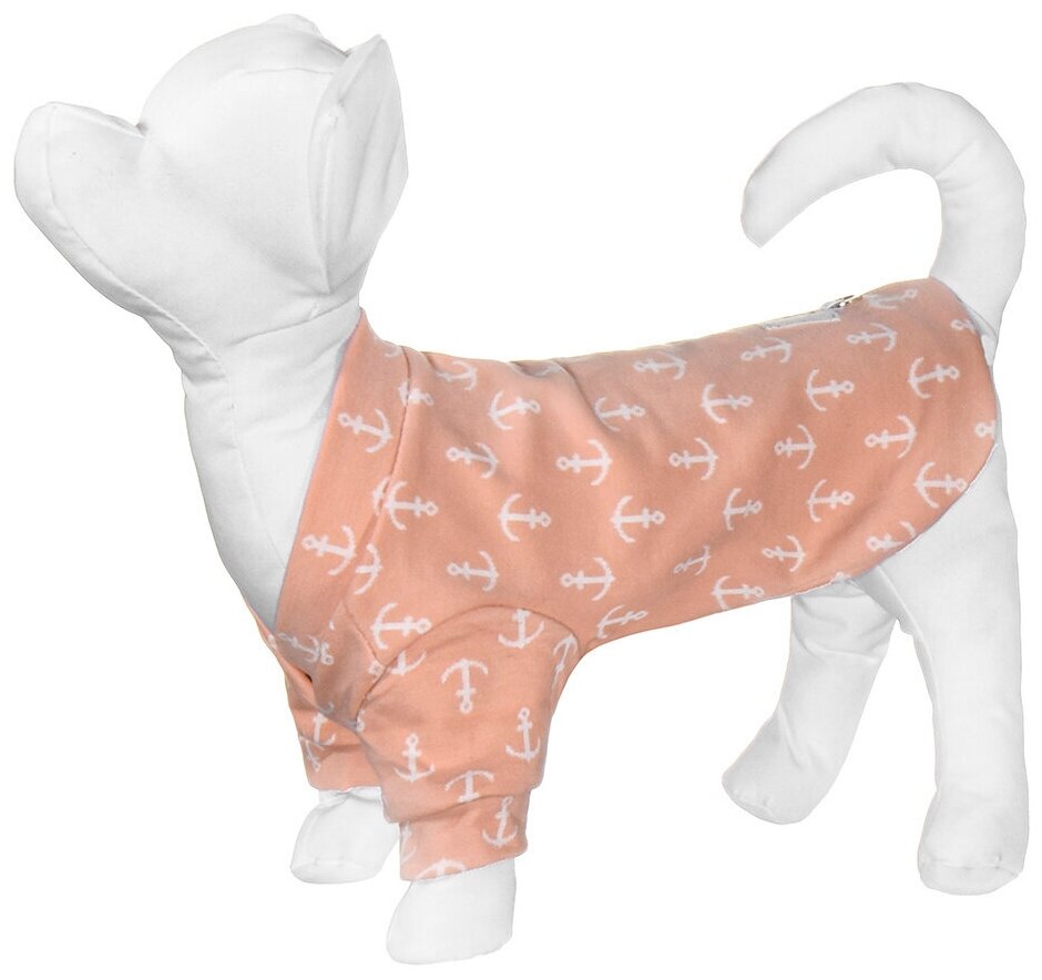 Yami-Yami одежда Толстовка для собак с принтом якорь розовая L (спинка 35 см) нд28ос 51677-4 0,1 кг 51680 - фотография № 1