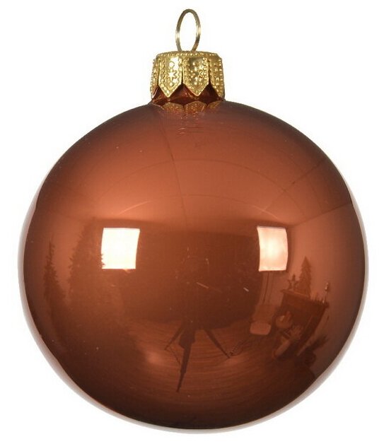 Kaemingk Стеклянный глянцевый елочный шар Royal Classic 15 см terra brown 115206