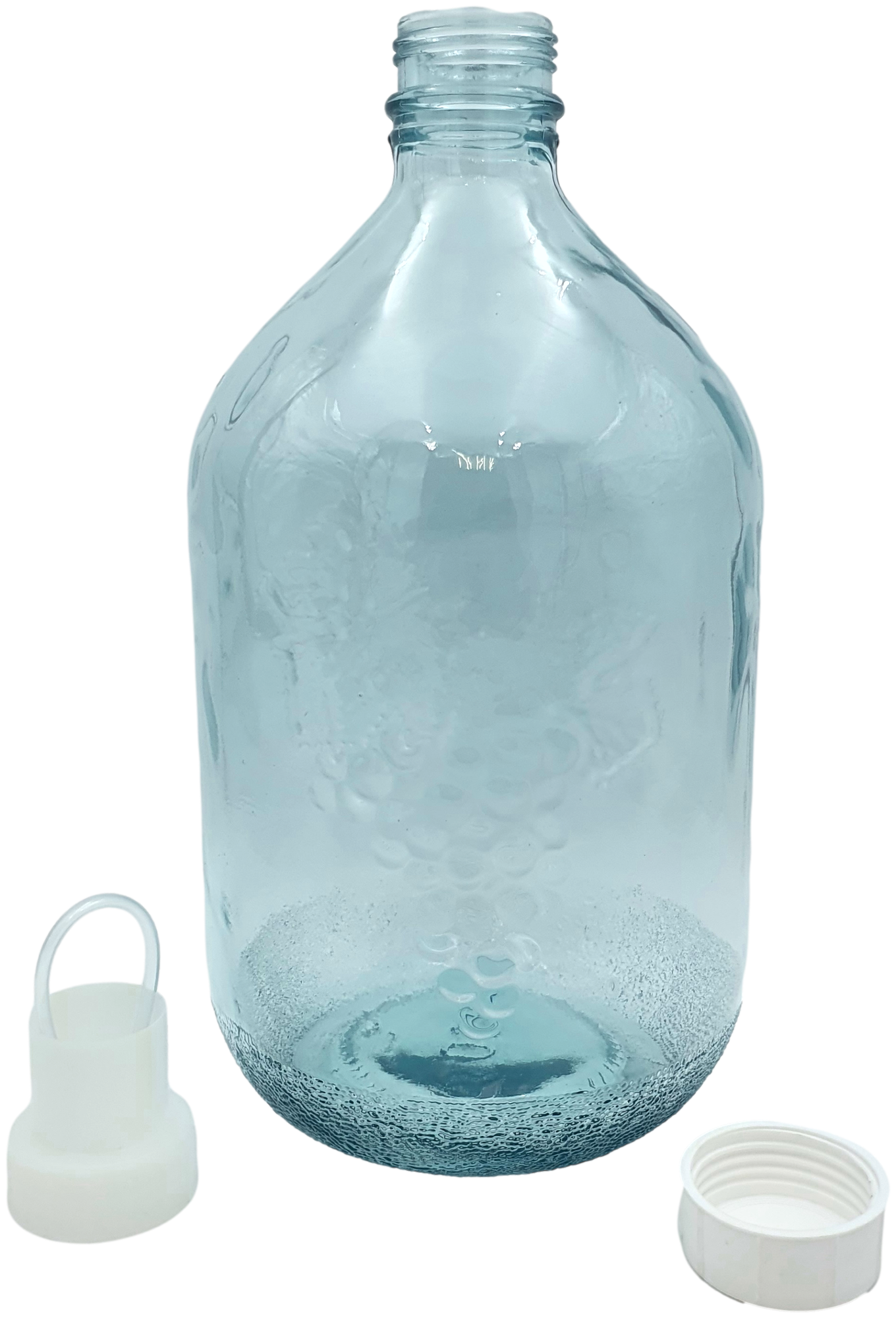 Бутыль стеклянная 10 л ТО-58 мм "Казацкий" прозрачная с белой крышкой и гидрозатвором Mnogo Banok V