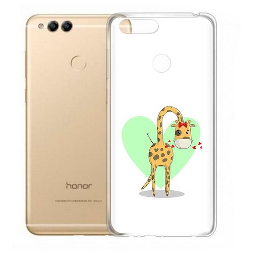 Чехол задняя-панель-накладка-бампер MyPads Влюбленный жираф 14 февраля для Huawei Honor 7X противоударный