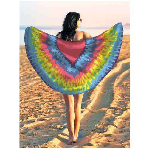 фото Парео и пляжный коврик joyarty "радужное сердце", трикотаж 150 см