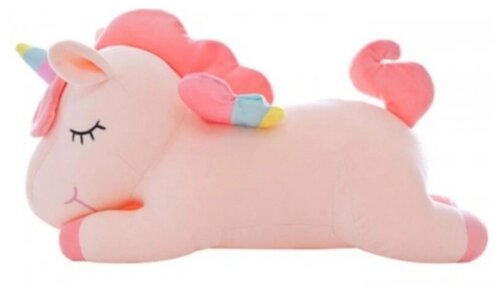 Мягкая игрушка подушка спящий единорог 55 см Розовый