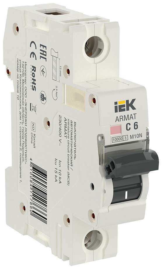 Выключатель автоматический модульный 1п C 6А M10N ARMAT IEK AR-M10N-1-C006