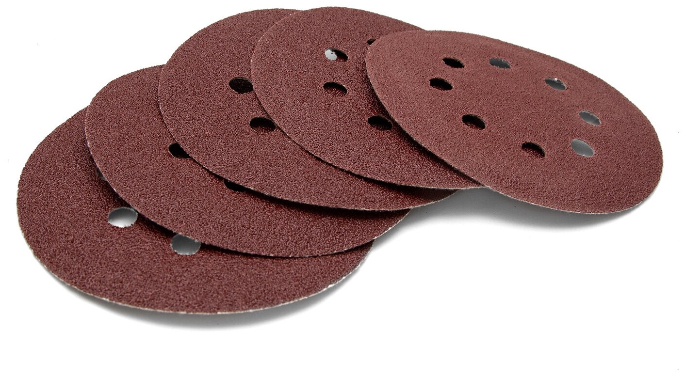 фото Круг абразивный Biber 70684 Р100 125 мм на ворсовой основе (5 шт.)