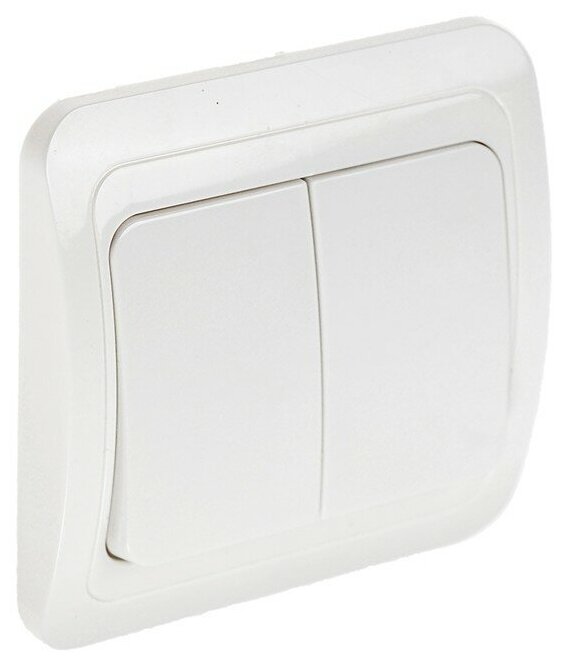 фото Выключатель Luazon Lighting "ЕКБ", 10 А, 2 клавиши, белый