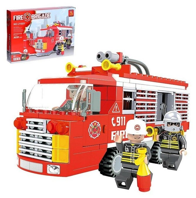 Конструктор Пожарная бригада Машина, 309 деталей 1 упак.