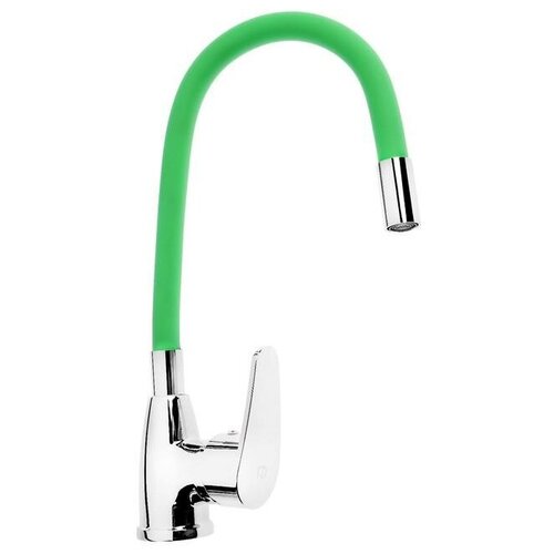 ROEGEN Смеситель для кухни ROEGEN RC014G, однорычажный, гибкий излив, цинк, салатовый, хром