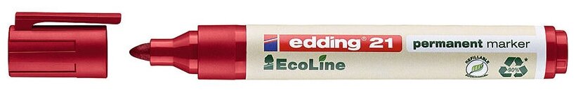 Маркер перманентный edding 21 EcoLine, заправляемый, круглый наконечник, 1.5-3 мм Красный