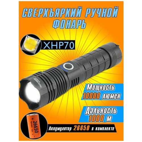 Фонарь светодиодный аккумуляторный BL-P0919B-P99/5 режимов работы/зарядка от USB/регулируемый Zoom
