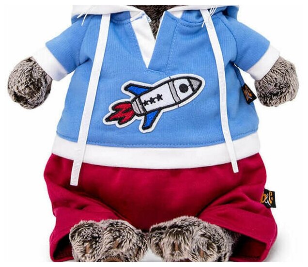Одежда для кота Басика Футболка синяя с ракетой и сливовые штаны 22 см