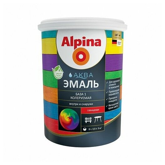 Эмаль фасадная Alpina Аква глянцевая белая 0,9 л