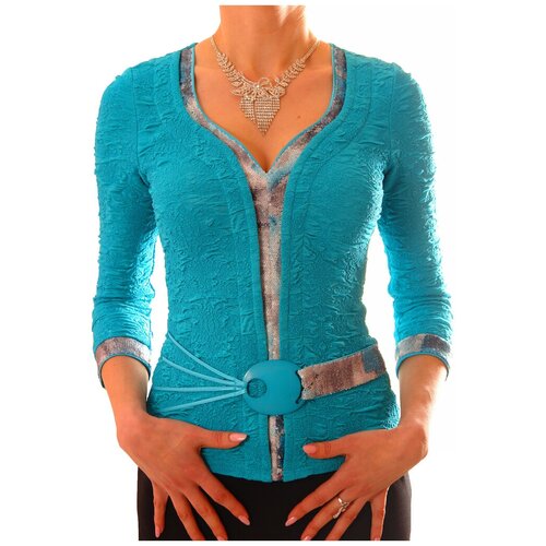Блуза  TheDistinctive, нарядный стиль, прилегающий силуэт, в полоску, размер S, синий