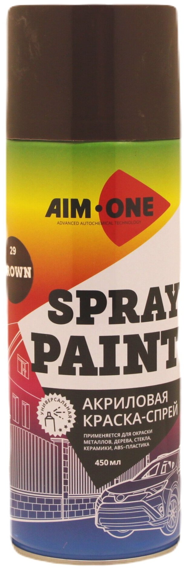 AIM-ONE Краска-спрей коричневая 450мл (аэрозоль). Spray paint brown SP-BW29