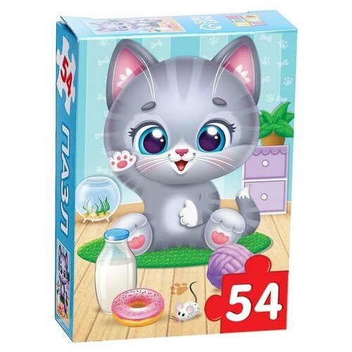 Пазл детский «Радостный котик», 54 элемента пазл детский радостный котик 54 элемента