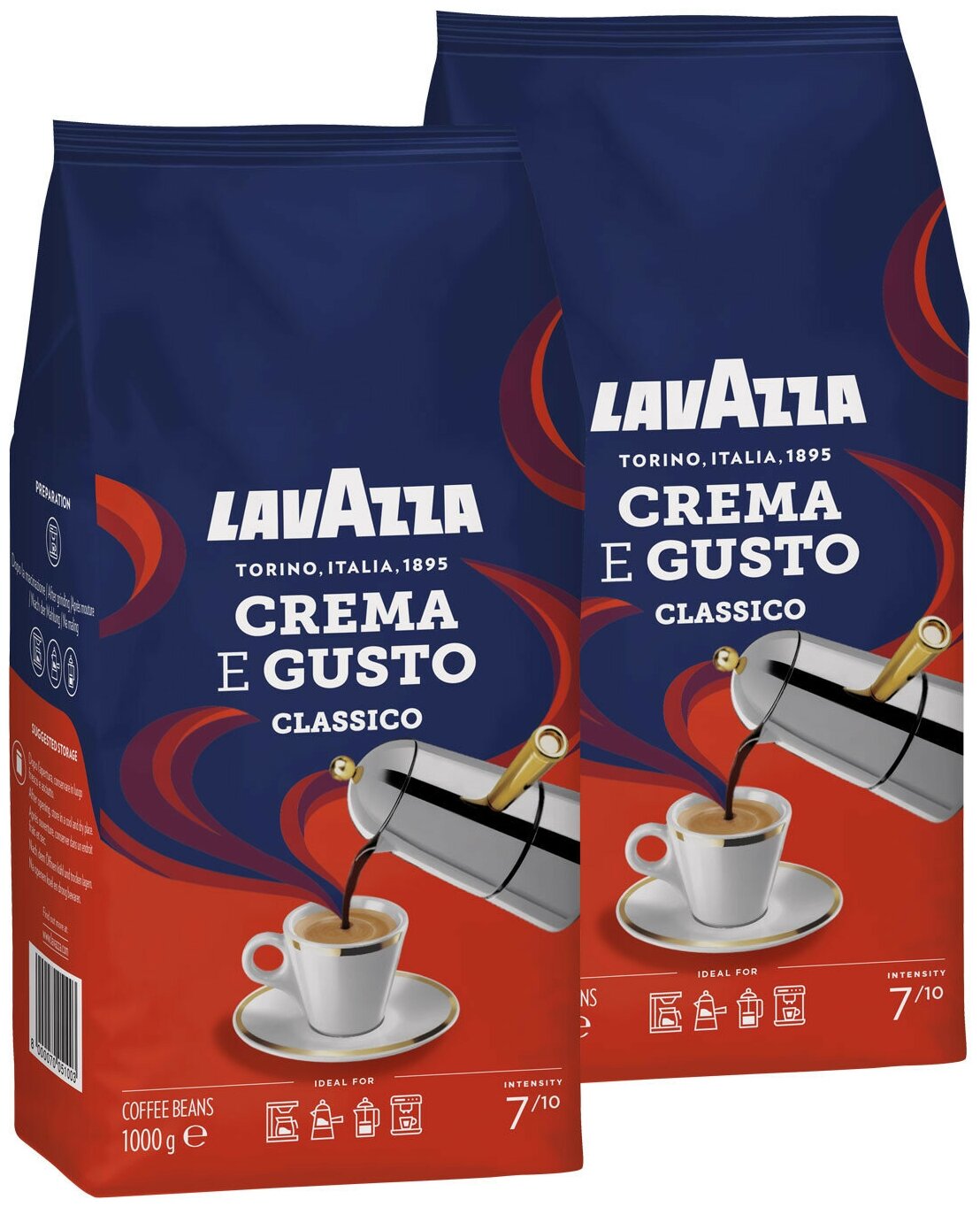 Кофе в зернах Lavazza Crema e Gusto Classico, 2 уп., 1 кг - фотография № 1