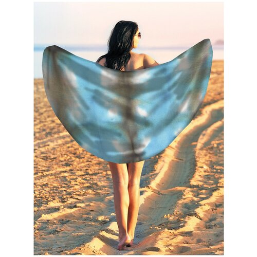 фото Парео и пляжный коврик joyarty "синяя иллюзия", трикотаж 150 см