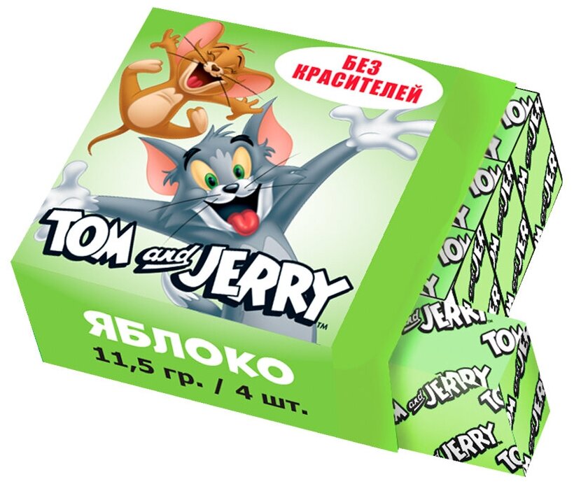Жевательная конфета Tom&Jerry, яблоко, 11,5г, 40 шт.