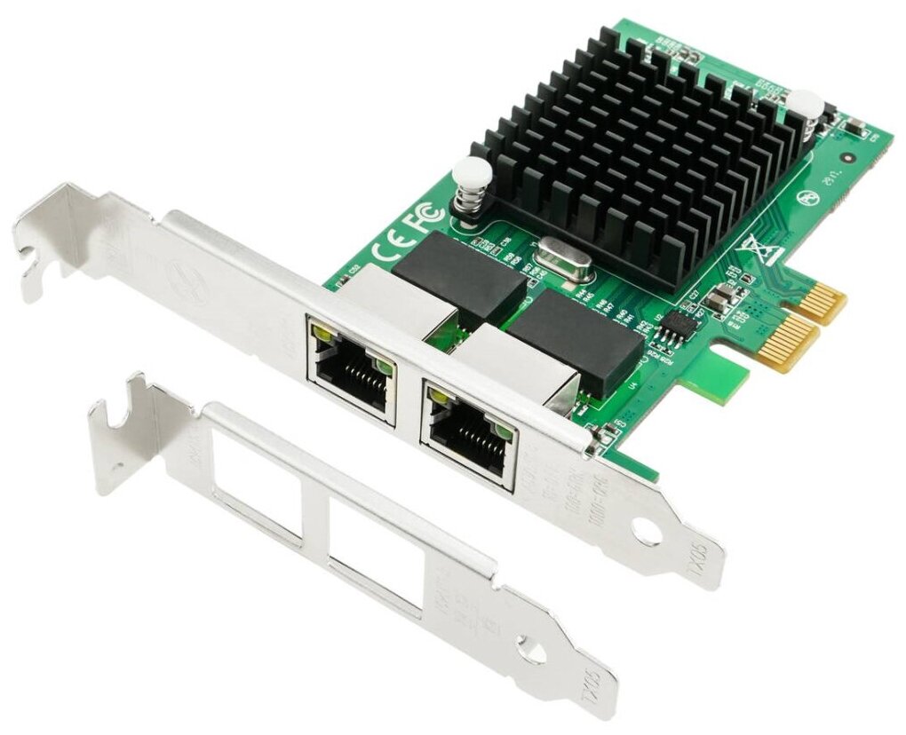 Сетевая карта PCIe x1 v1.0 (Intel 82571GB) + LP, 2 x RJ45 Gigabit Ethernet | ORIENT XWT-INT82L2PE