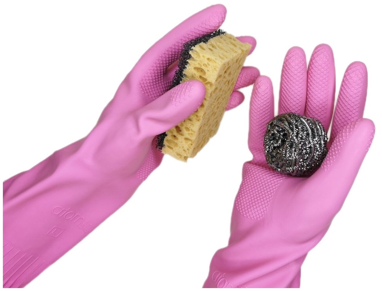 фото Перчатки хозяйственные корейские латексные ( М) 1 пара атоми/Atomy