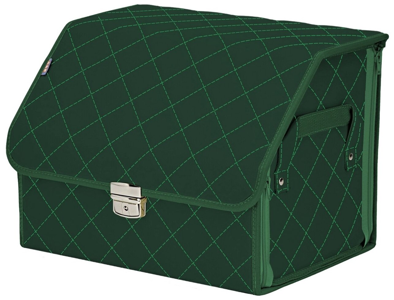 Органайзер-саквояж в багажник "Союз Премиум" (размер M). Цвет: зеленый с зеленой прострочкой Ромб.
