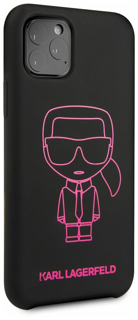 Чехол Lagerfeld для iPhone 11 Pro Liquid silicone Ikonik outlines Hard Black/Pink