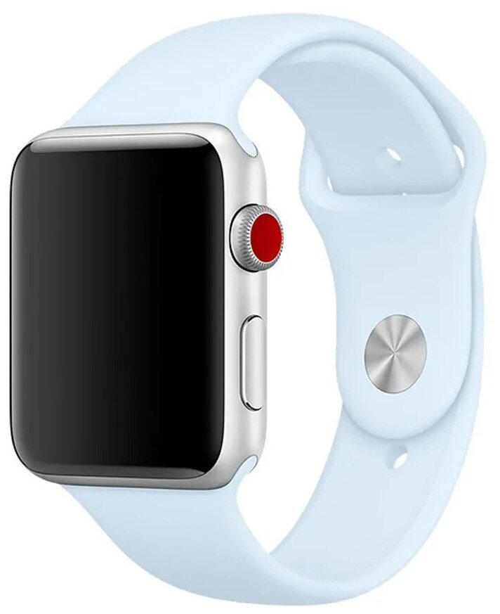 Cиликоновый ремешок для Apple Watch Series 1-8 и Ultra - 42/44/45/49 мм (эпл вотч), небесно голубой