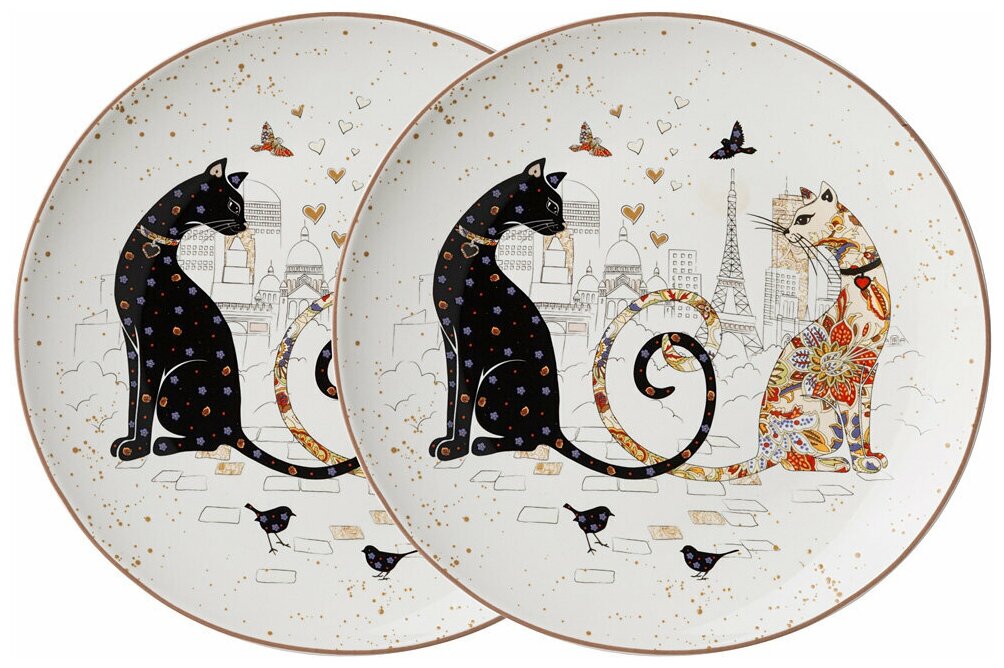 Набор тарелок закусочных парижские коты 2 шт Lefard (104-833)