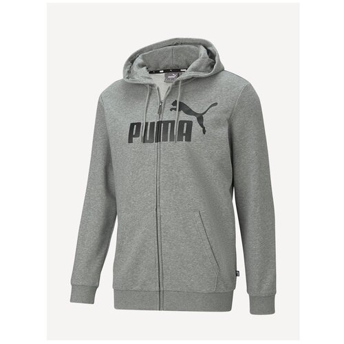 фото Толстовка puma essentials big logo full-zip men's hoodie, размер xl, серый