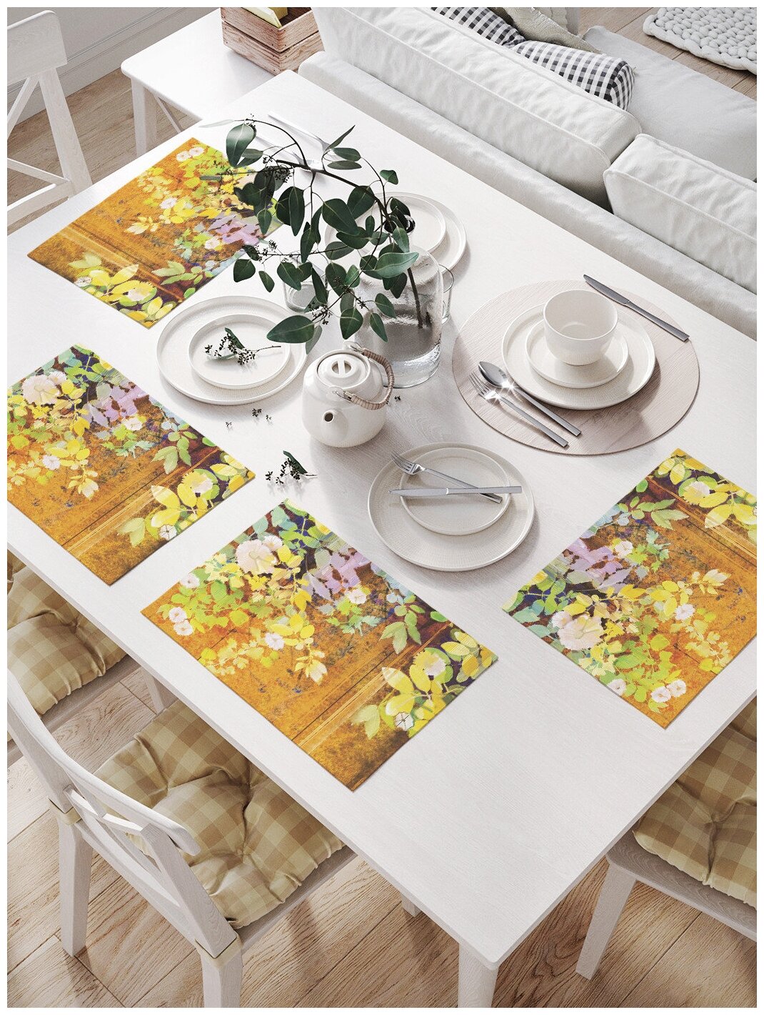 Комплект салфеток JoyArty "Висячие цветы" для сервировки стола (32х46 см, 4 шт.)