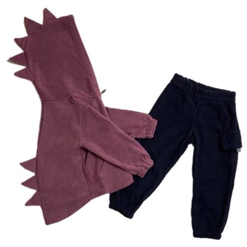 Костюм флисовый комплект детский для мальчика для девочки Дино кофта штаны брюки джоггеры, размер 98