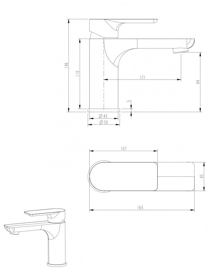 Смеситель для раковины Grocenberg GB2009NK никель — фото 1