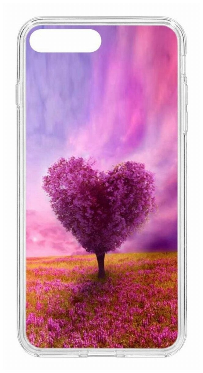 Чехол для iPhone 7 Plus/8 Plus Kruche Print Pink heart,противоударная пластиковая накладка с рисунком,защитный силиконовый бампер с защитой камеры