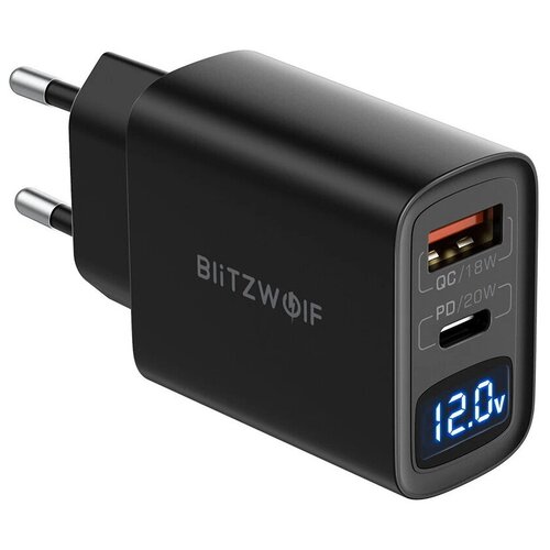 Сетевое зарядное устройство BlitzWolf BW-S19 20W Type-C PD3.0 USB QC3.0 Charger Black
