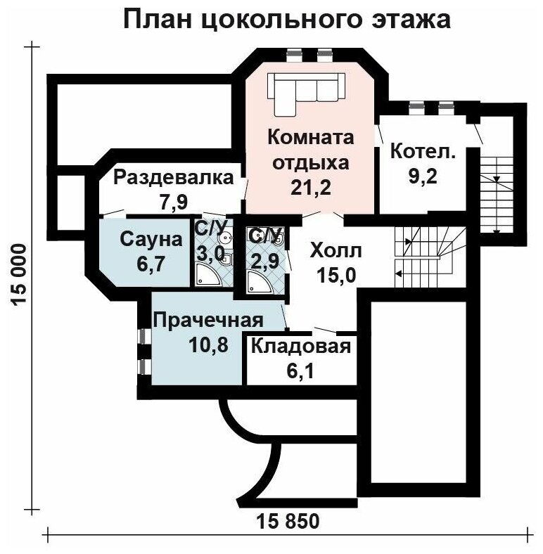 (288м2, 16х15м) Готовый проект трехэтажного дома из кирпича с эркером и гаражом - AS-1468 - фотография № 3