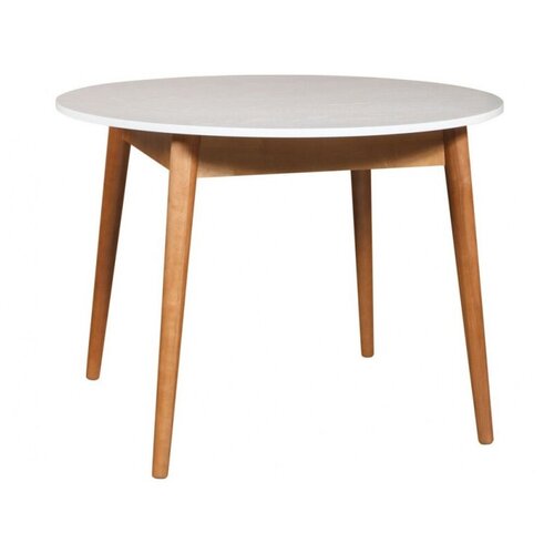 Стол «Зефир» D100, Белый+Орех