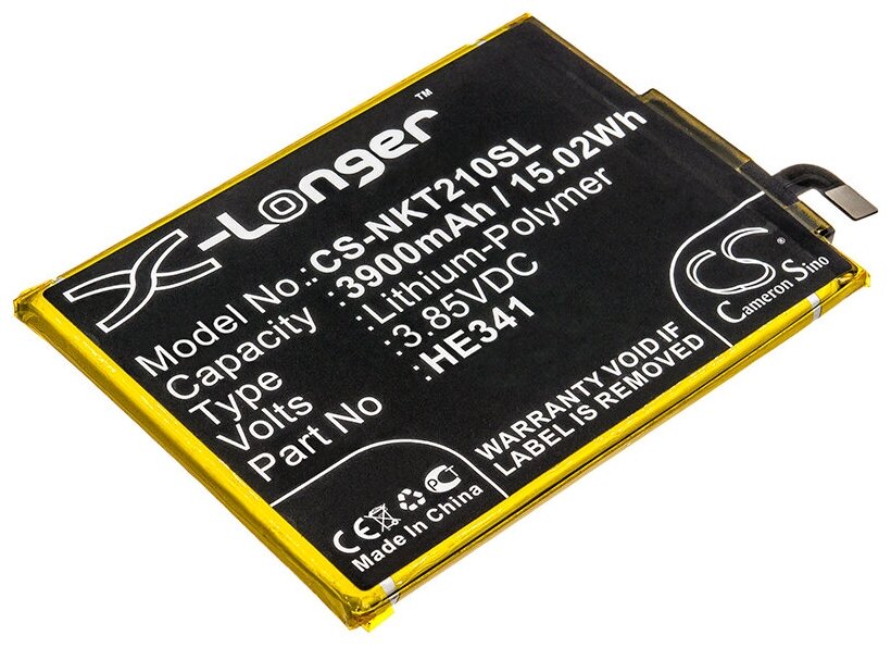 Аккумулятор CS-NKT210SL HE341 HE338 для Nokia 21 TA-1029 385V 3900mAh 1502Wh 1700₽