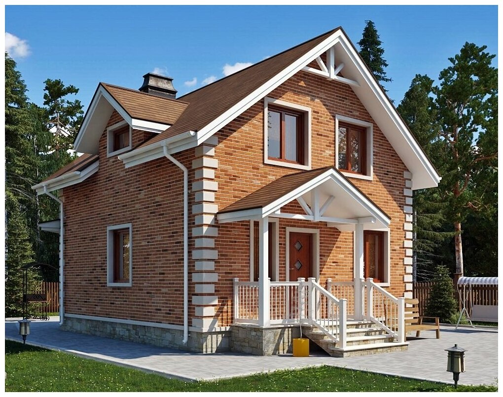 (105м2, 9х8м) Готовый проект двухэтажного дома из газобетона с мансардой и камином - AS-2283-2