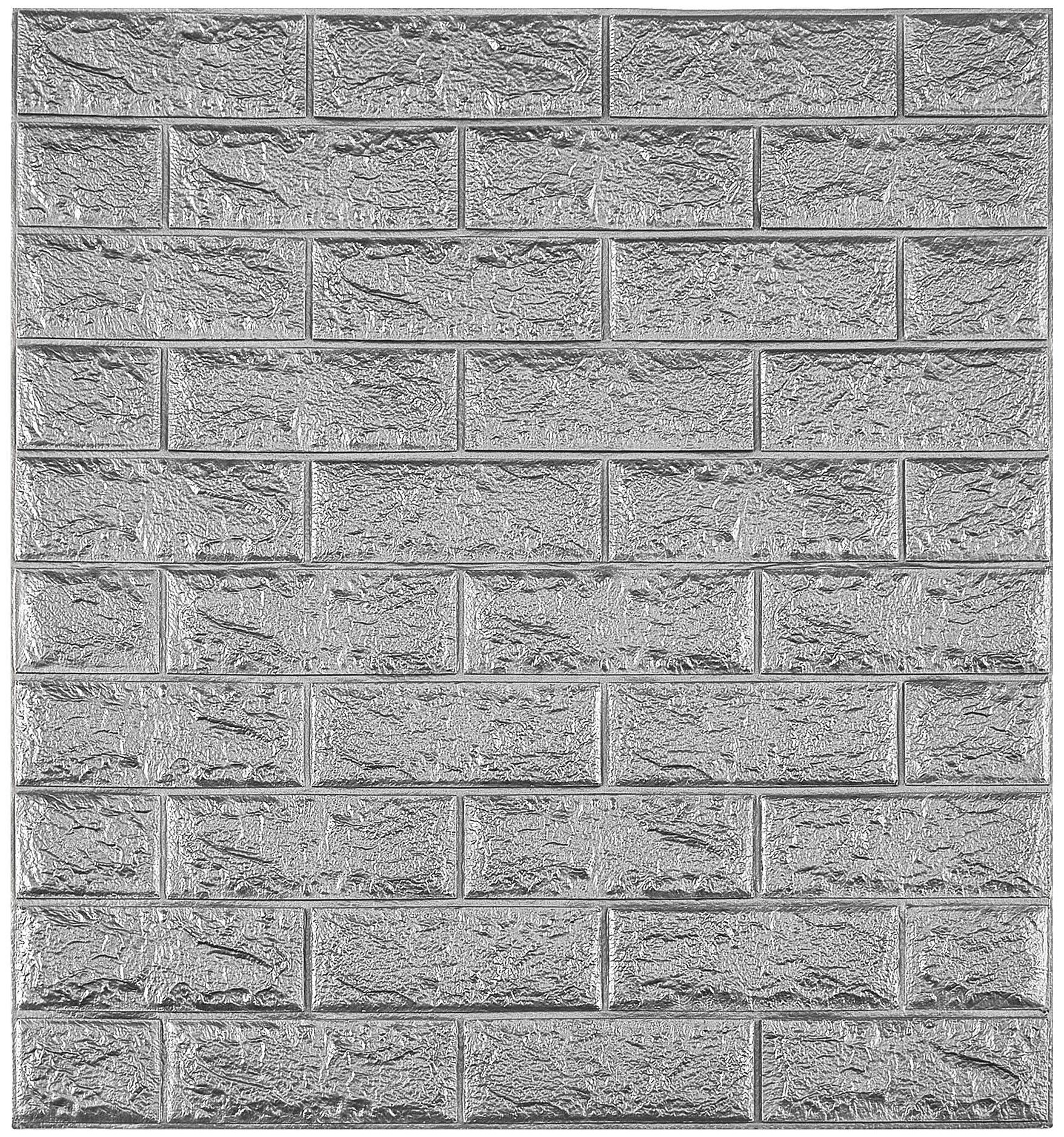 Комплект самоклеящихся 3D панелей для стен LAKO DECOR, Классический кирпич Серебро-серый, 70x600 (5мм) - фотография № 5