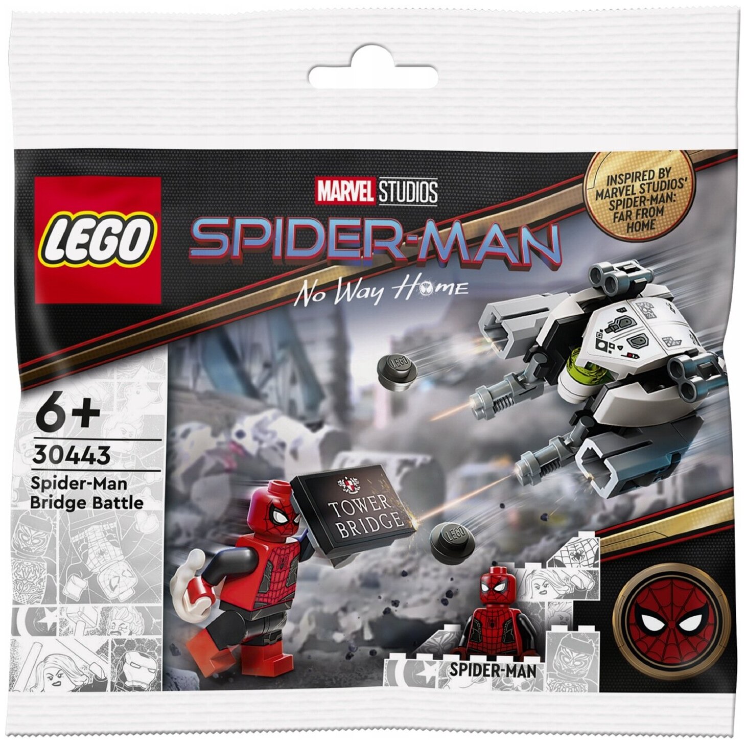 Конструктор LEGO Polybag Marvel Super Heroes Spider-Man Bridge Battle "Человек-паук: Битва на мосту" 45 деталей / 30443