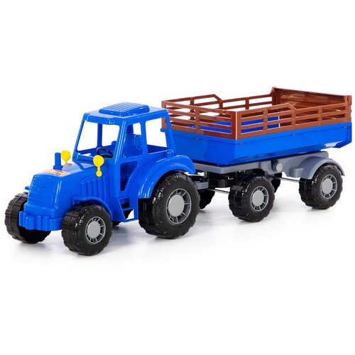 Трактор с прицепом №2, цвет синий (в сеточке) трактор с прицепом 2 цвет синий в сеточке