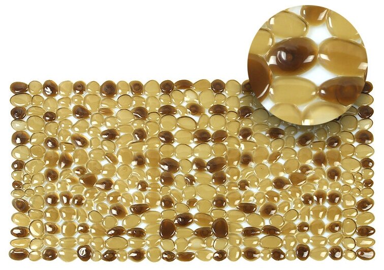 фото Ковер резиновый на присосках Delphinium "Камешки", 67х35 см, кофе