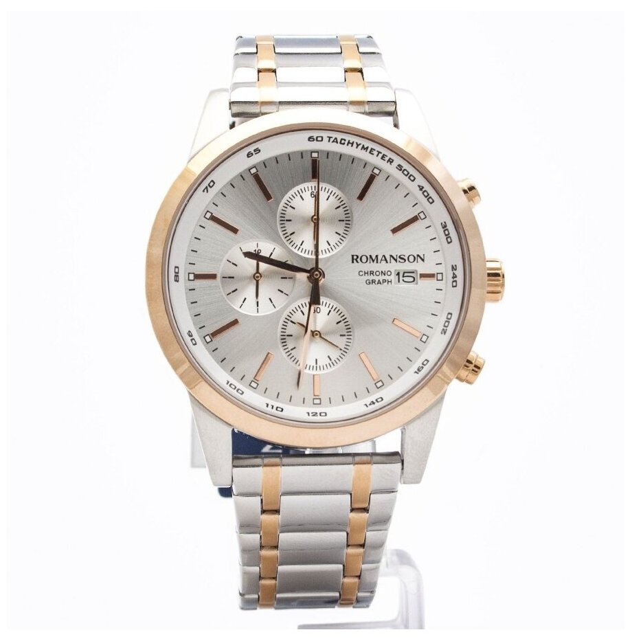 ROMANSON TM 1B22H MJ(WH) мужские кварцевые наручные часы с секундомером, тахиметром и датой